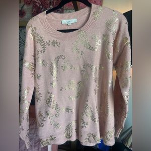 Baby Pink Gold Paisley Brand New Loft Sweater